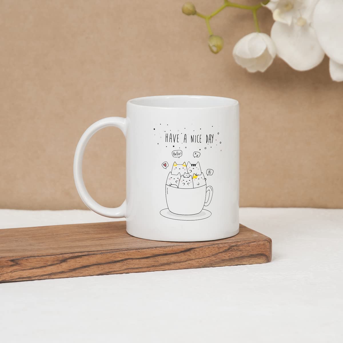 Clay Craft Ceramic Cc Mm1 Swiss Rez1 Microwave Safe Coffee Mug with Good Morning Quote, 300 ML