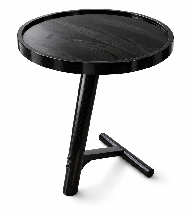 Solid Sheesham Wood C Shape Side Table for Living Room | Modern Sofa End Table | Wooden Laptop Table for Bed | 