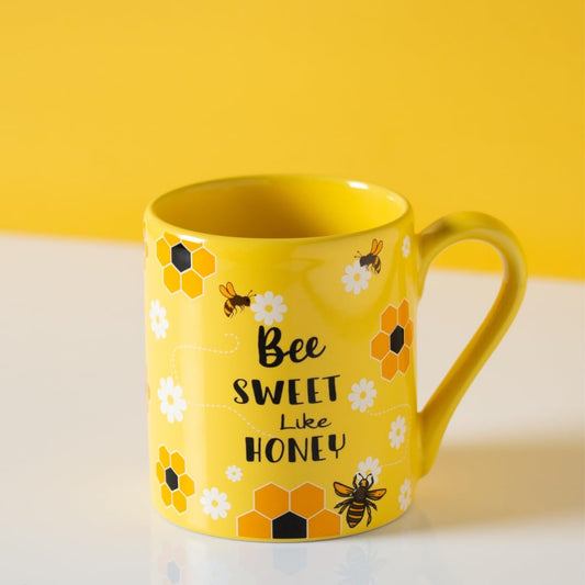 Clay Craft Fine Ceramic Pebble Series Coffee Mug 350ml Yellow – Bee Sweet Like Honey Print, Stylish Tea & Coffee Cup, Microwave & Dishwasher Safe, For Home,Office,Café,Gifting, Daily Use,Hot Chocolate