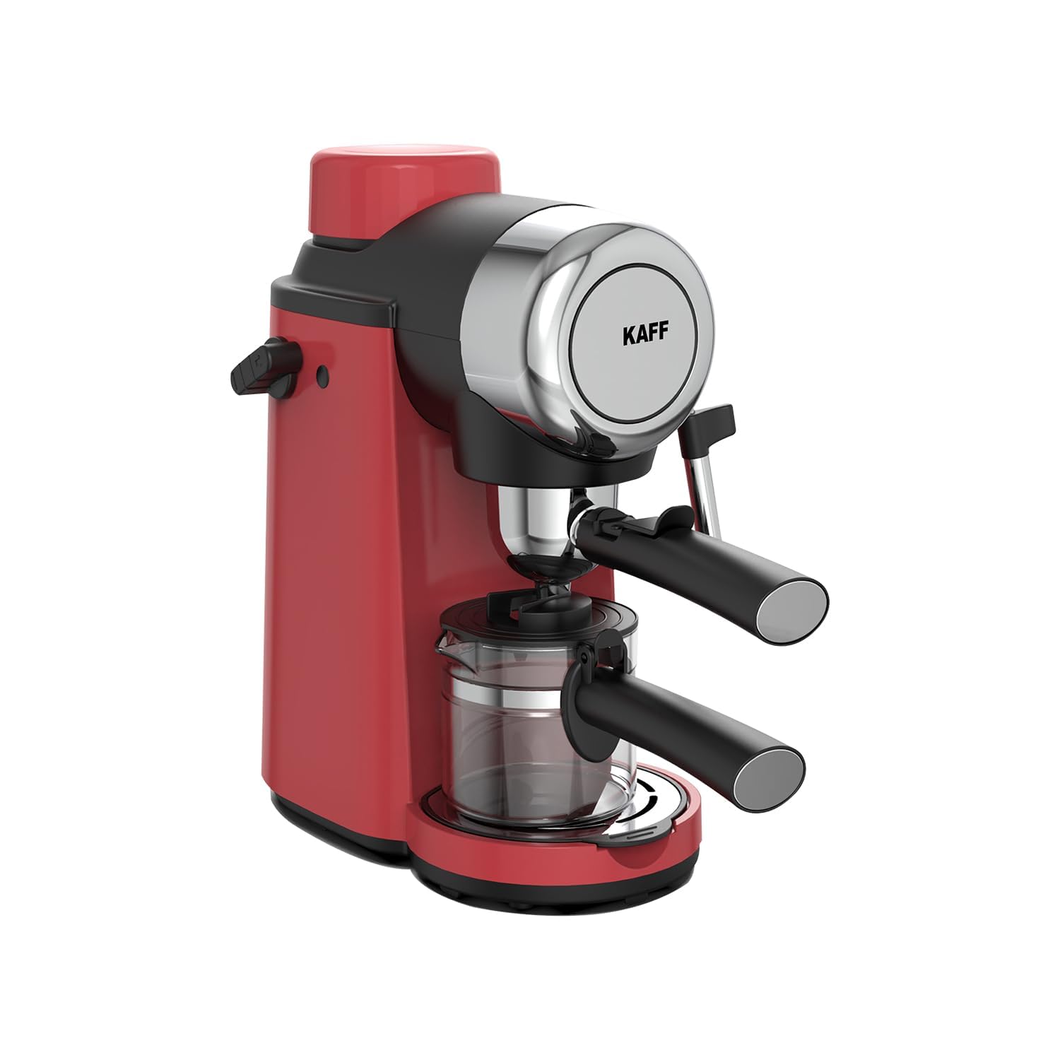 KAFF VIENNA 800 Watts Espresso, Cappuccino and Latte Coffee Maker, Glass Carafe Jar, 750W, with Automatic Pressure-Release, Over-Heat and Over-Pressure Protecting Device (Red)
