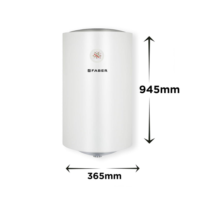 Faber Jazz Elite 50L Vertical Storage Water Geyser | Heating Indicator, 8 Bar Pressure, Titanium Glassline Coated Tank, 