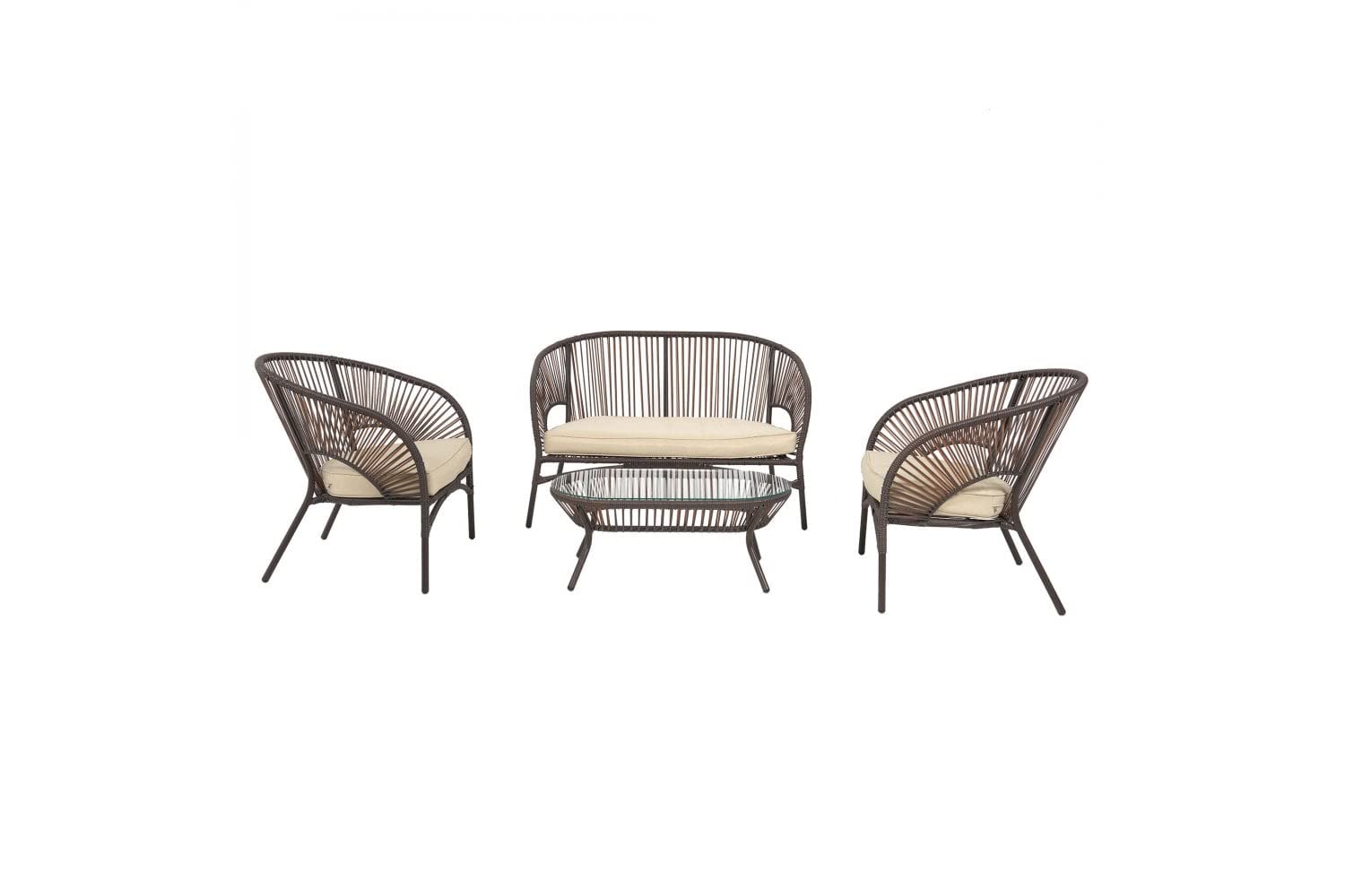 Arno Outdoor Sofa Set 2 Seater , 2 Single seater and 1 Center Table Set (Brown)