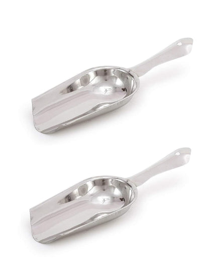 Dynore Stainless Steel Ice Scoop, Multipurpose Scooper for Ice Maker, Ice Bucket, Kitchen, Freezer, Bar, Party, Wedding - Set of 2