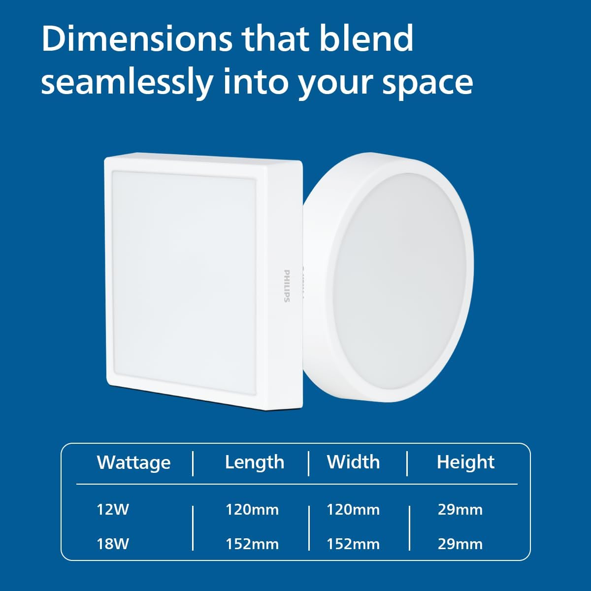 Philips 12 Watt Square Slim Surface Ceiling Light (Pack of 6)