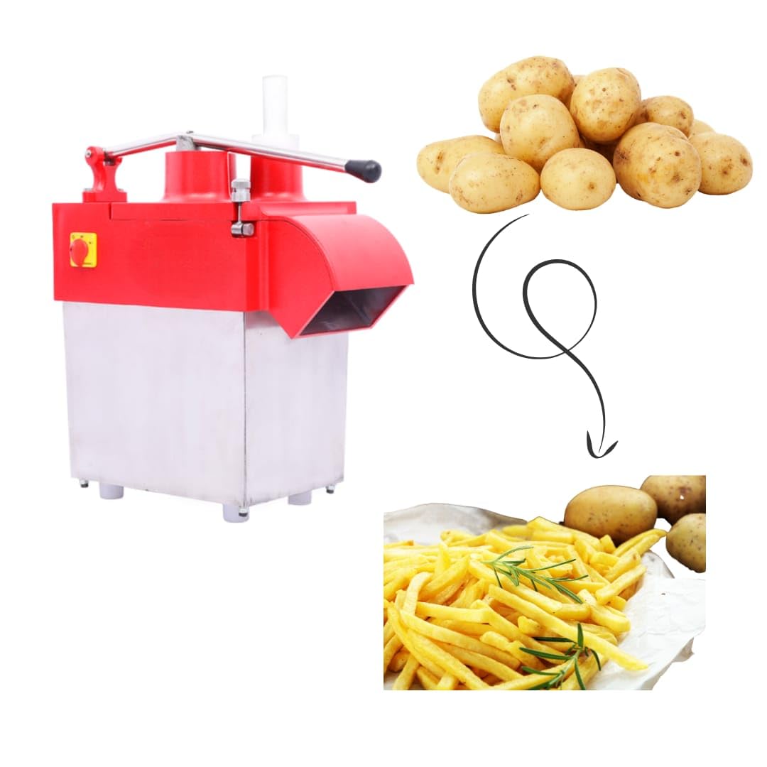 KRN Potato French Fries Vegetable Cutting Machine (Red) for Hotels & Restaurants with Stainless Steel Blade Output 150kgs/hr Commercial Use Only