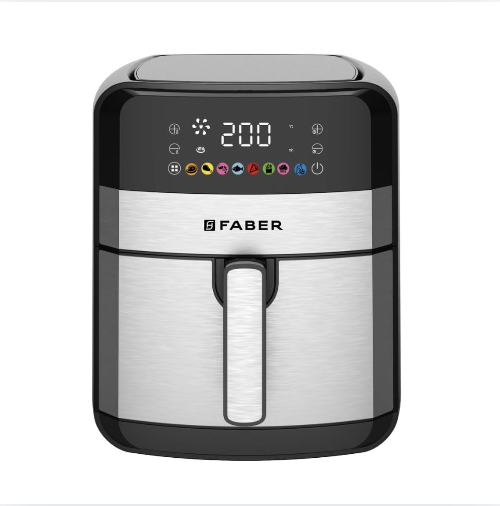 Faber 7L 1600W Digital Air Fryer | Fry, Bake, Roast, Toast, Defrost, Grill & Reheat | 85% Less Oil, 360° Air Cooking | 8