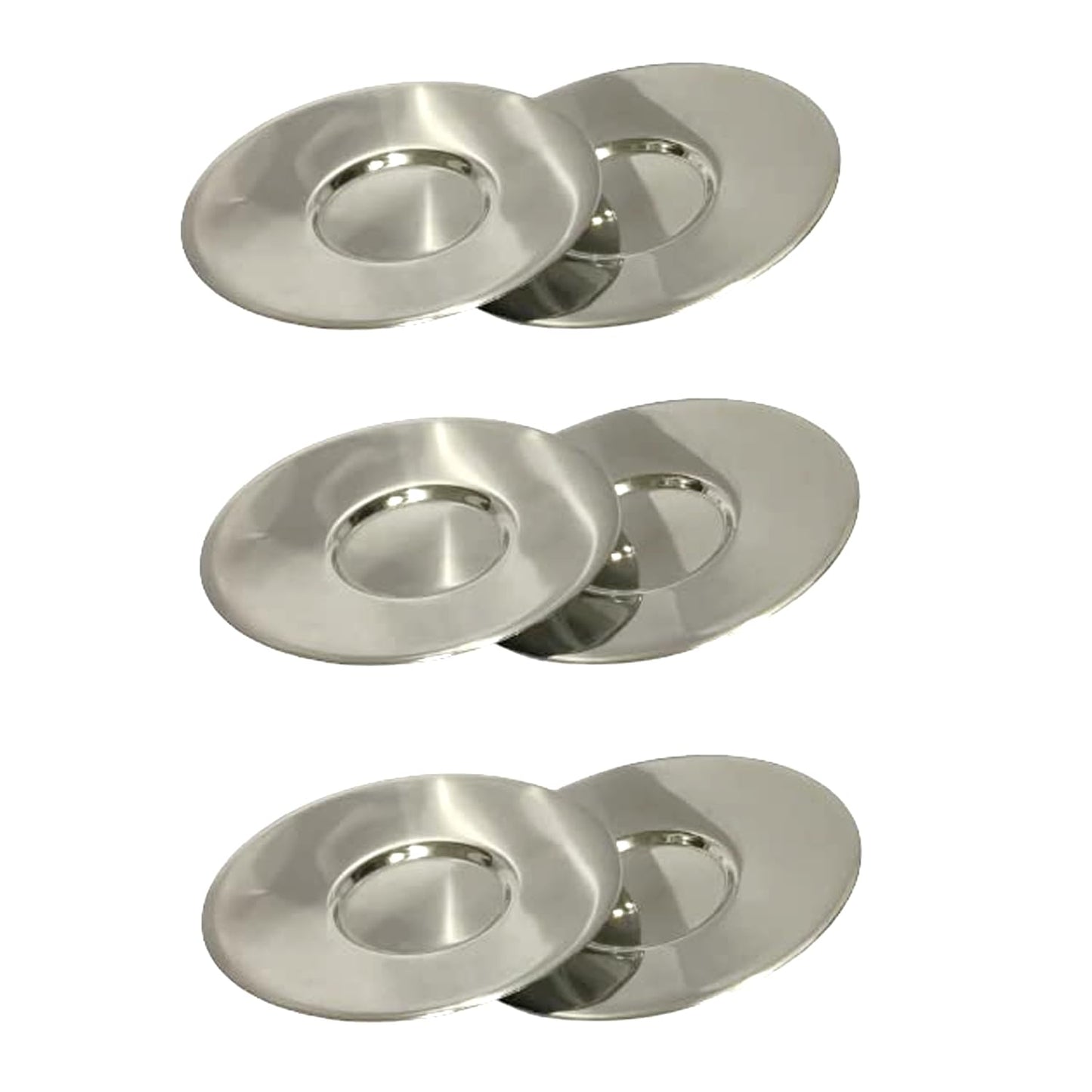 Dynore Stainless Steel 6 Pcs Saucers for Serving Tea/Coffee