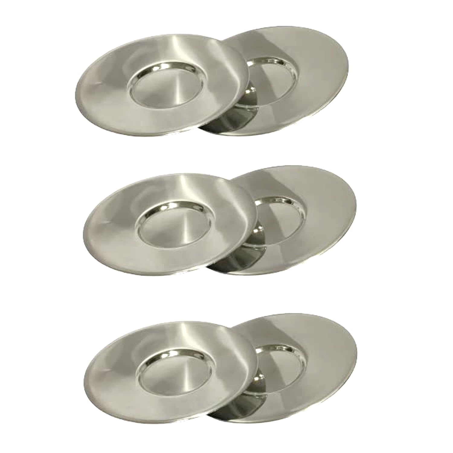 Dynore Stainless Steel 6 Pcs Saucers for Serving Tea/Coffee