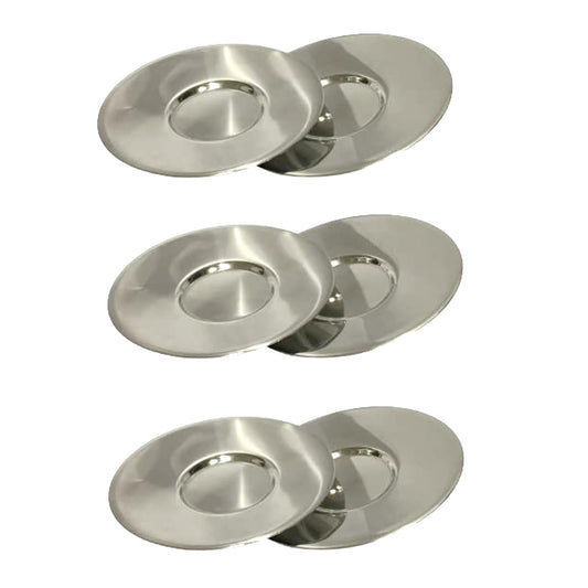 Dynore Stainless Steel 6 Pcs Saucers for Serving Tea/Coffee