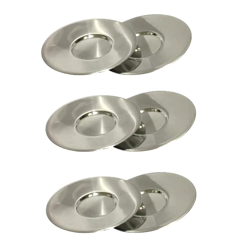 Dynore Stainless Steel 6 Pcs Saucers for Serving Tea/Coffee