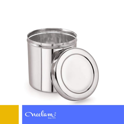 Neelam Stainless Steel 22 Gauge Deep Dabba - 2600 ml, 1 Piece, Silver – Durable and Elegant Food Storage Container, Ideal for Storing Grains, Snacks, Leftovers, Perfect for Daily Use, Easy to Clean.