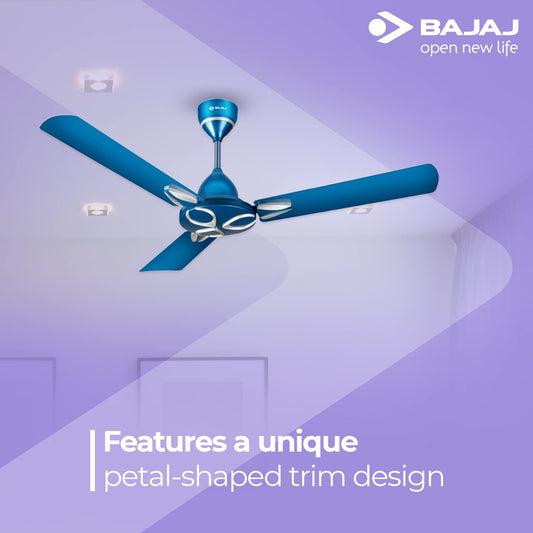 Bajaj Novella 1200MM Ceiling Fan for Home | Anti-Viral & Anti-Bacterial Coating | High Air Delivery | 2-Yrs Warranty 【Vivid Blue】