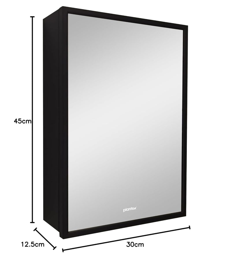 Plantex Bathroom Cabinet with Mirror/Aluminium Framed Bathroom Cabinet Storage/Mirror Cabinet for Bathroom Wall/Bathroom Organiser Cabinet (12x18 Inch, Black)-2