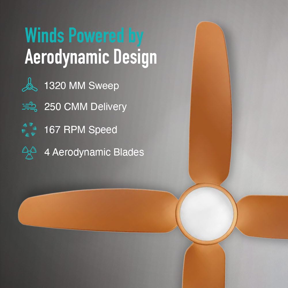 KUHL Luxus C4 1320mm Stylish 65% Power Saving BLDC Ceiling Fan with Remote | Night & Down Light | 29W | BEE 5 Star | Low Noise | IoT Operate via Mobile & Alexa |Reverse Mode |Free Installation|Copper