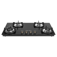 Faber Hob 4 Burner | Auto-Ignition | Spillage Proof | HOB SUPERIA HT904 BR AI N | Concealed Chamber | Metal Knobs | Pan 