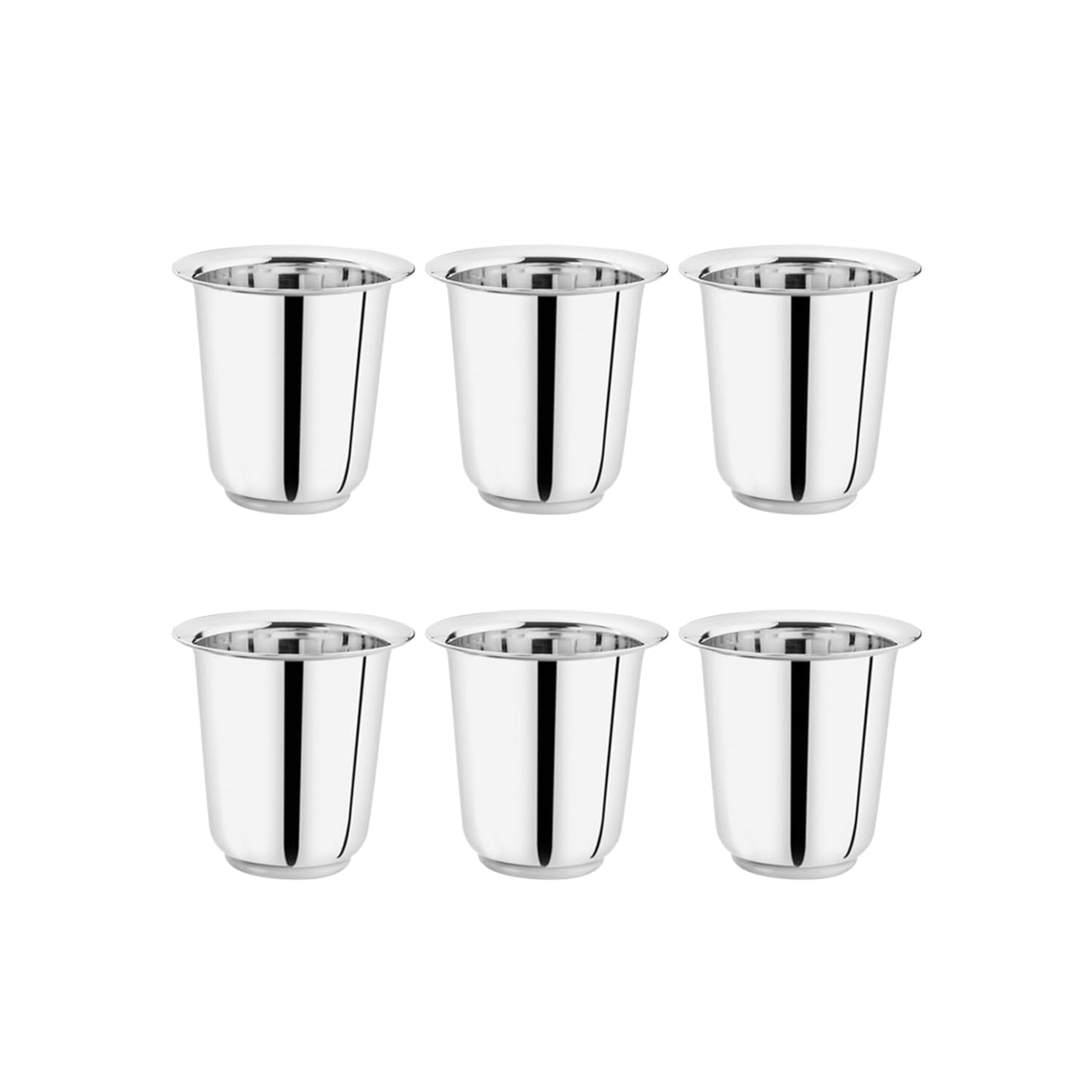 Dynore Stainless Steel Indian Traditional Tea/Coffee Glasses | Steel Glass for Kids | Coffee Glass | Stainless Steel Cup Set of 6, 170 ml