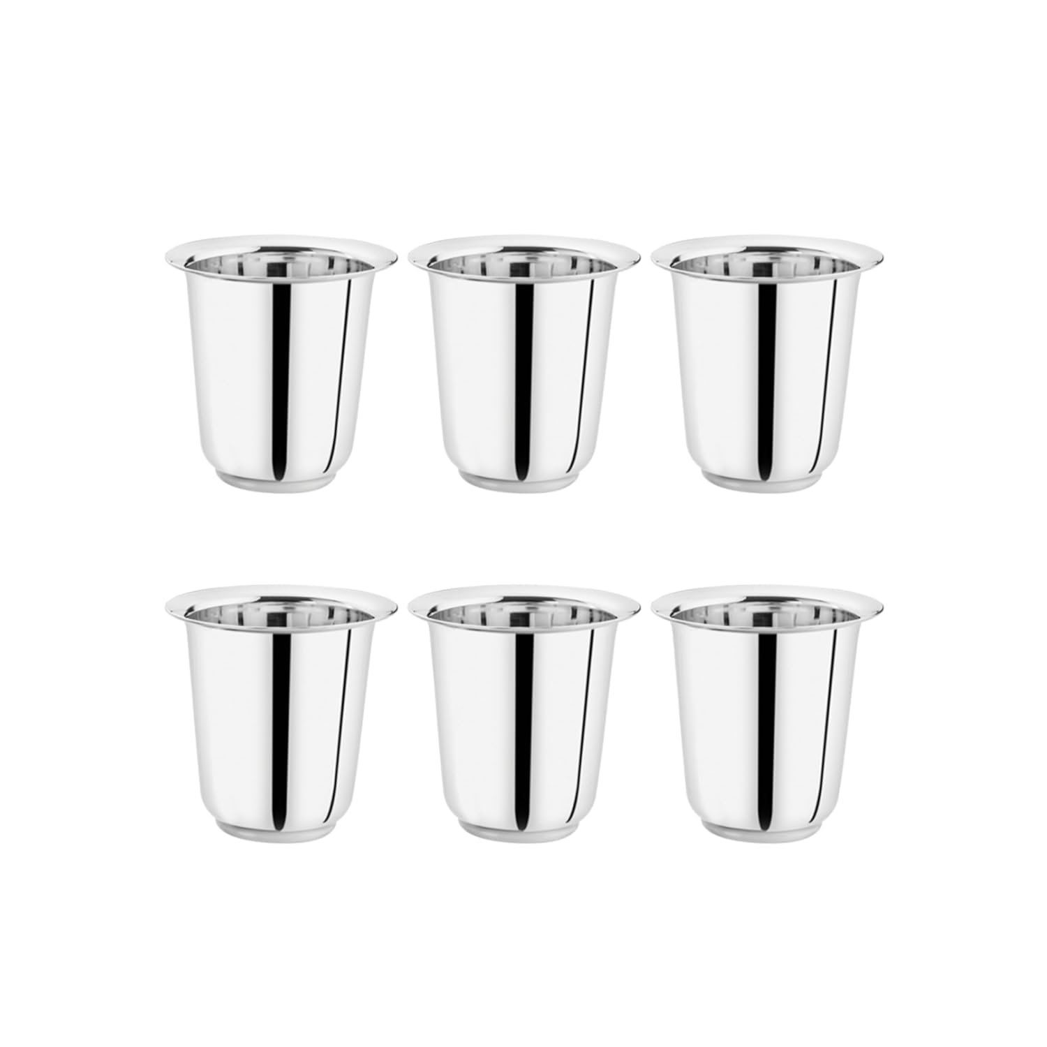 Dynore Stainless Steel Indian Traditional Tea/Coffee Glasses | Steel Glass for Kids | Coffee Glass | Stainless Steel Cup Set of 6, 170 ml