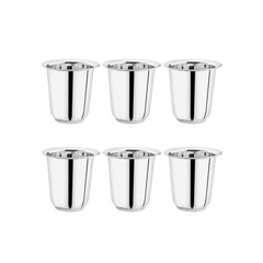 Dynore Stainless Steel Indian Traditional Tea/Coffee Glasses | Steel Glass for Kids | Coffee Glass | Stainless Steel Cup Set of 6, 170 ml