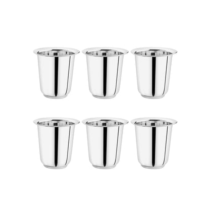 Dynore Stainless Steel Indian Traditional Tea/Coffee Glasses | Steel Glass for Kids | Coffee Glass | Stainless Steel Cup Set of 6, 170 ml