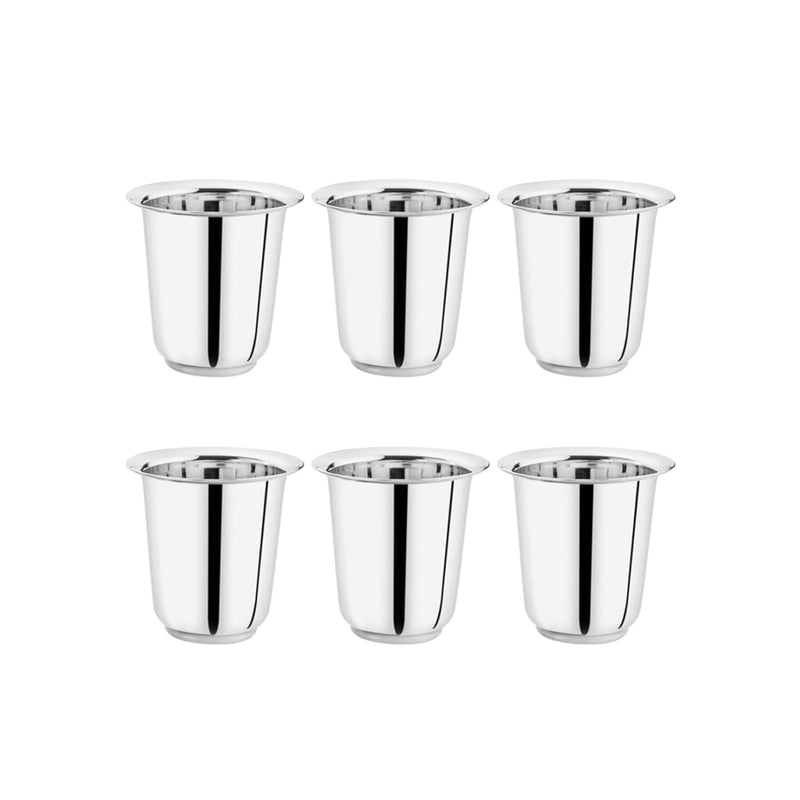 Dynore Stainless Steel Indian Traditional Tea/Coffee Glasses | Steel Glass for Kids | Coffee Glass | Stainless Steel Cup Set of 6, 170 ml