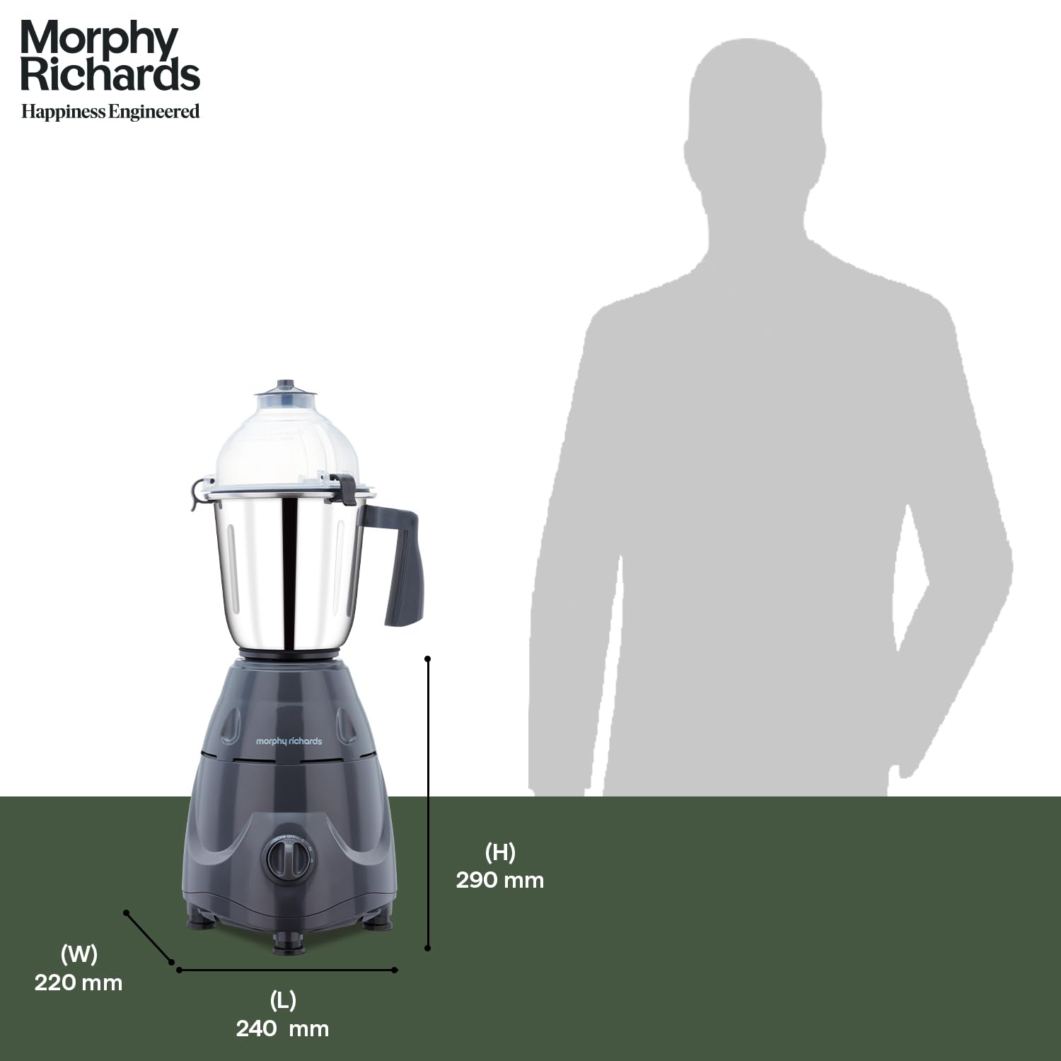 Morphy Richards Icon Superb 750 Watts Mixer Grinder| 4 Stainless Steel Mixer Jars Including Juicer Jar| 3-Speed Control With Pulse Effect Mixie| 1-Yr Warranty By Brand| Dark Grey