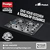 Prestige Efficia Convertible 4 Burner Glasstop Hob|One-Touch Advance Auto-Ignition|Cast-Iron Pan Support|Toughened Glass|SABAF Burners|Ultra-Slim Body|5 Years Warranty on Glass|Black