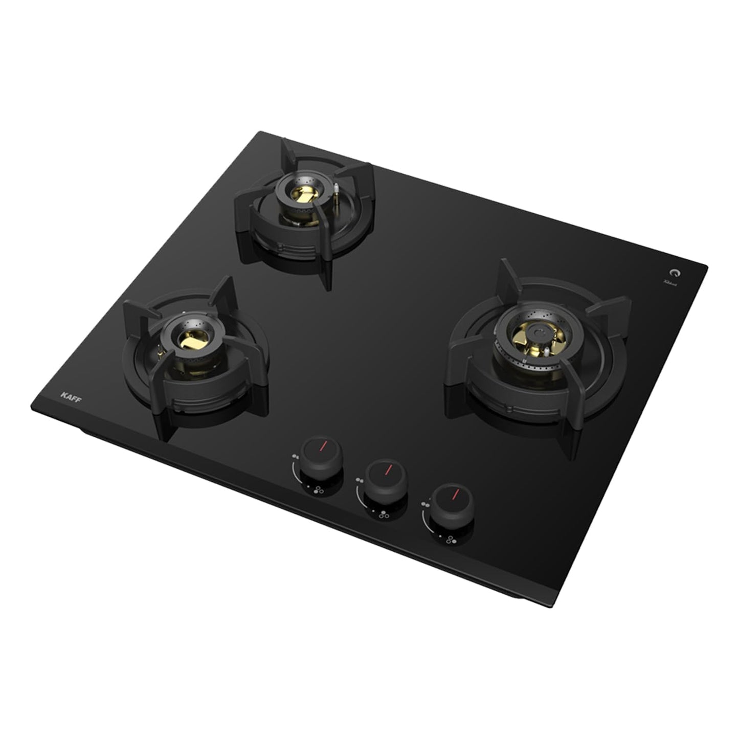 KAFF | ASHFORD Built-in Hob | 3 Burners Auto Electric Ignition 60 CM, Full Brass Burners with Flame Failure Device | 8 MM Thick Toughened Glass Black | ASF 603