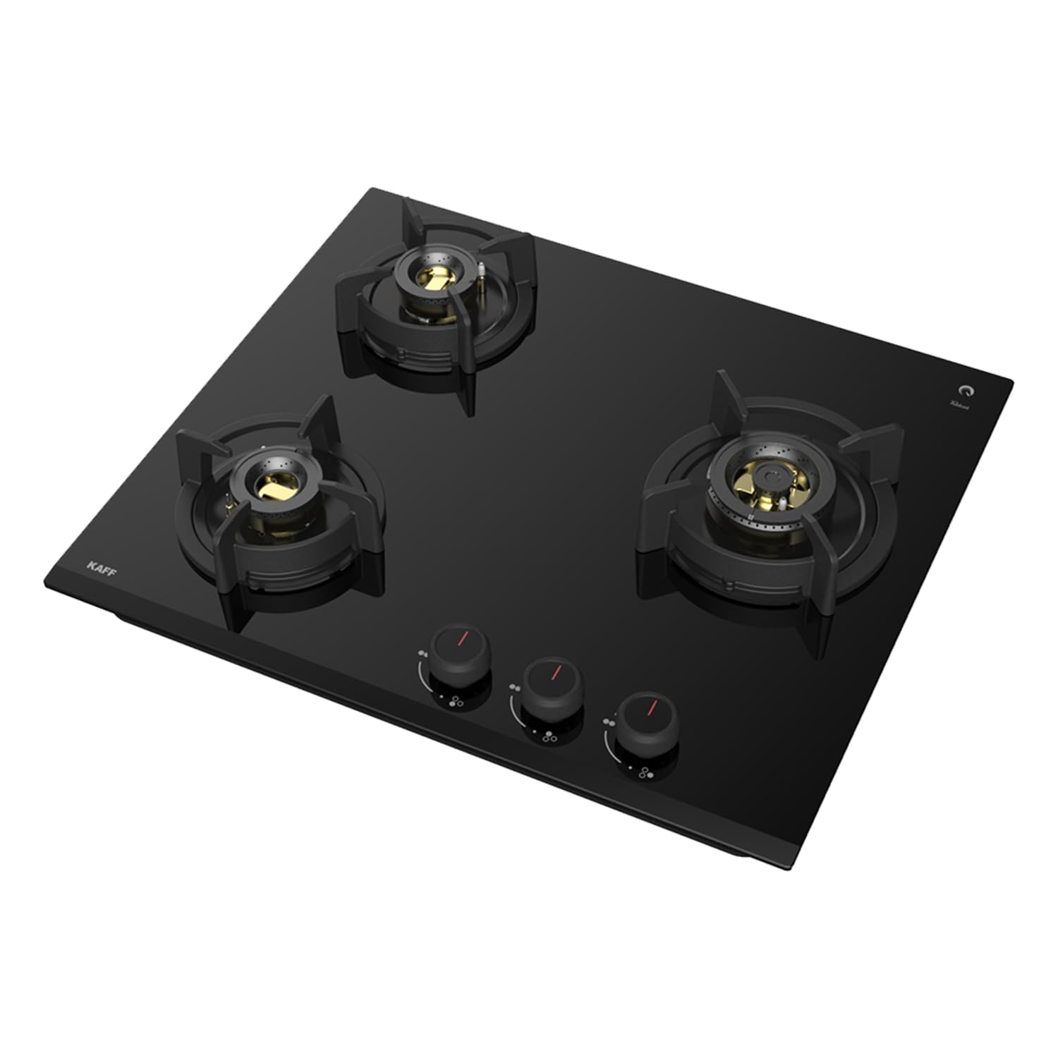 KAFF | ASHFORD Built-in Hob | 3 Burners Auto Electric Ignition 60 CM, Full Brass Burners with Flame Failure Device | 8 MM Thick Toughened Glass Black | ASF 603