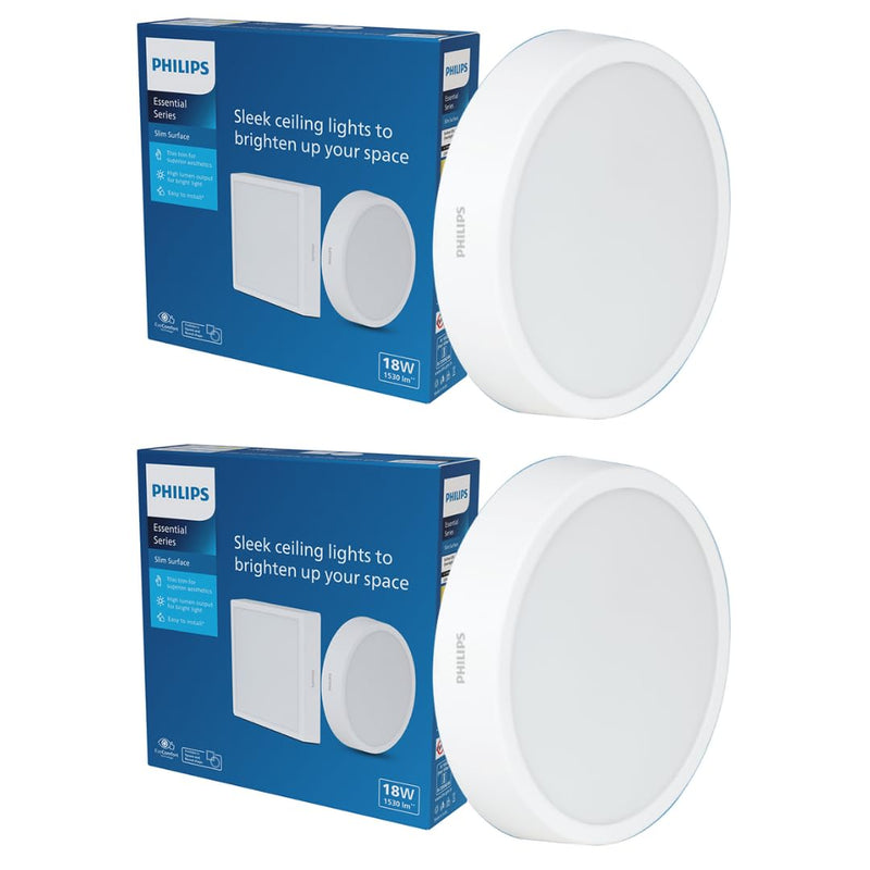 Philips 18 Watt Round Slim Surface Ceiling Light (Pack of 2)