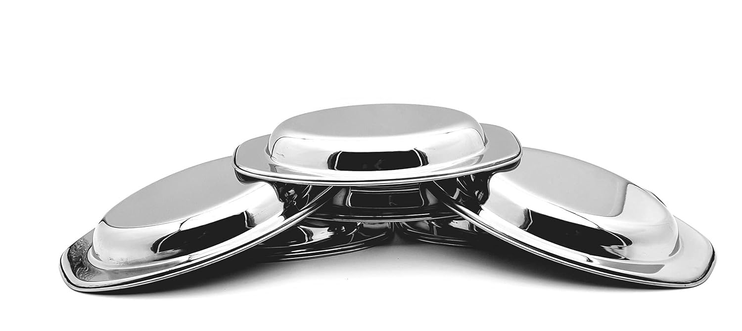 Dynore Stainless Steel Oval Serving Plate - Set of 6 Pcs