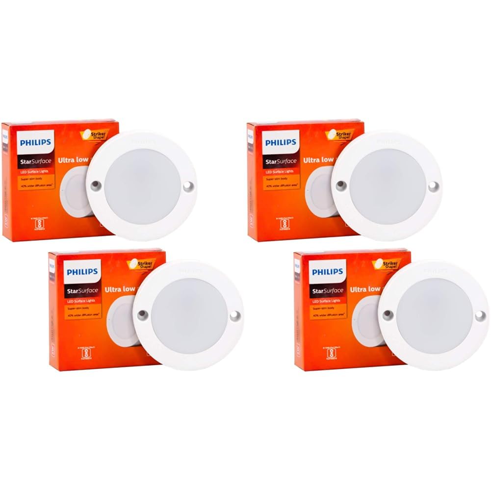 Philips 3W StarSurface Striker Cabinet Natural White Flush Mount Ceiling Lamp (Pack of 4)
