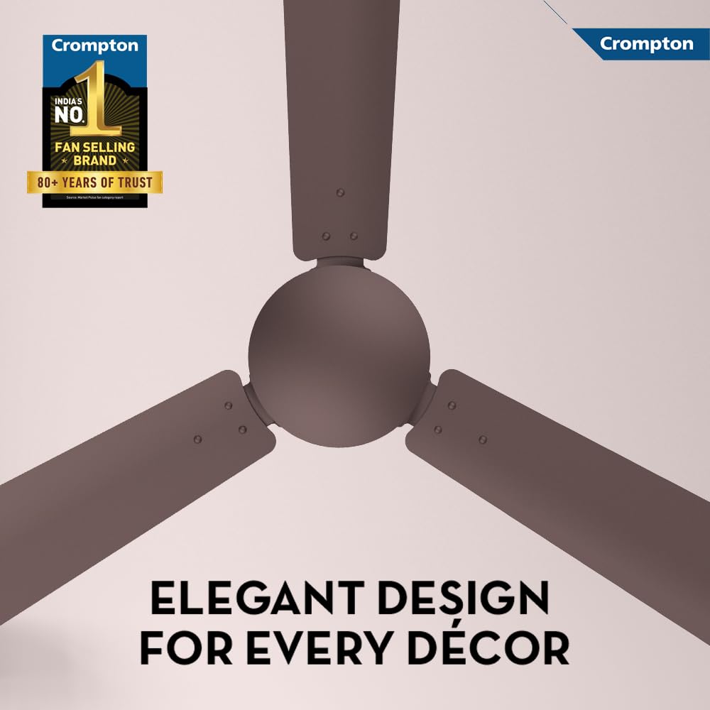 Crompton Jura Prime 1200 mm Decorative Ceiling Fan | BEE Star Rated Energy Efficient | High Speed | Anti-Dust | Active Power Technology | 2 Year Manufacturer Warranty | Irish Coffee