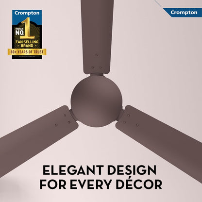 Crompton Jura Prime 1200 mm Decorative Ceiling Fan | BEE Star Rated Energy Efficient | High Speed | Anti-Dust | Active Power Technology | 2 Year Manufacturer Warranty | Irish Coffee