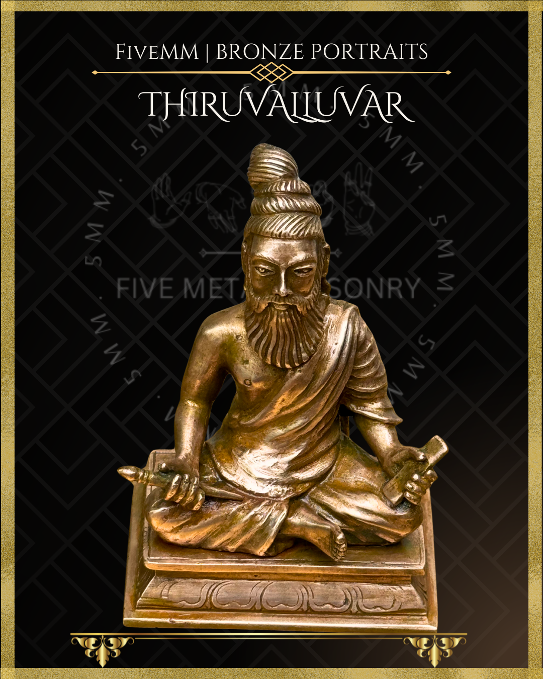 Thiruvalluvar- Tamil Poet and Sage - Panchaloha Bronze Icon -3.5" - Antique finish