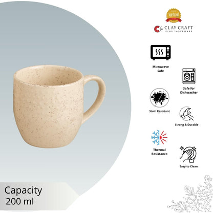 Clay Craft Fine Ceramic Apex Beige Cups & Saucer, Set of 12, Cups for Tea & Coffee, Gift Set, Elegant Design for Home and Kitchen and Can Be Gifted to Your Loved Ones On Any Occassions.