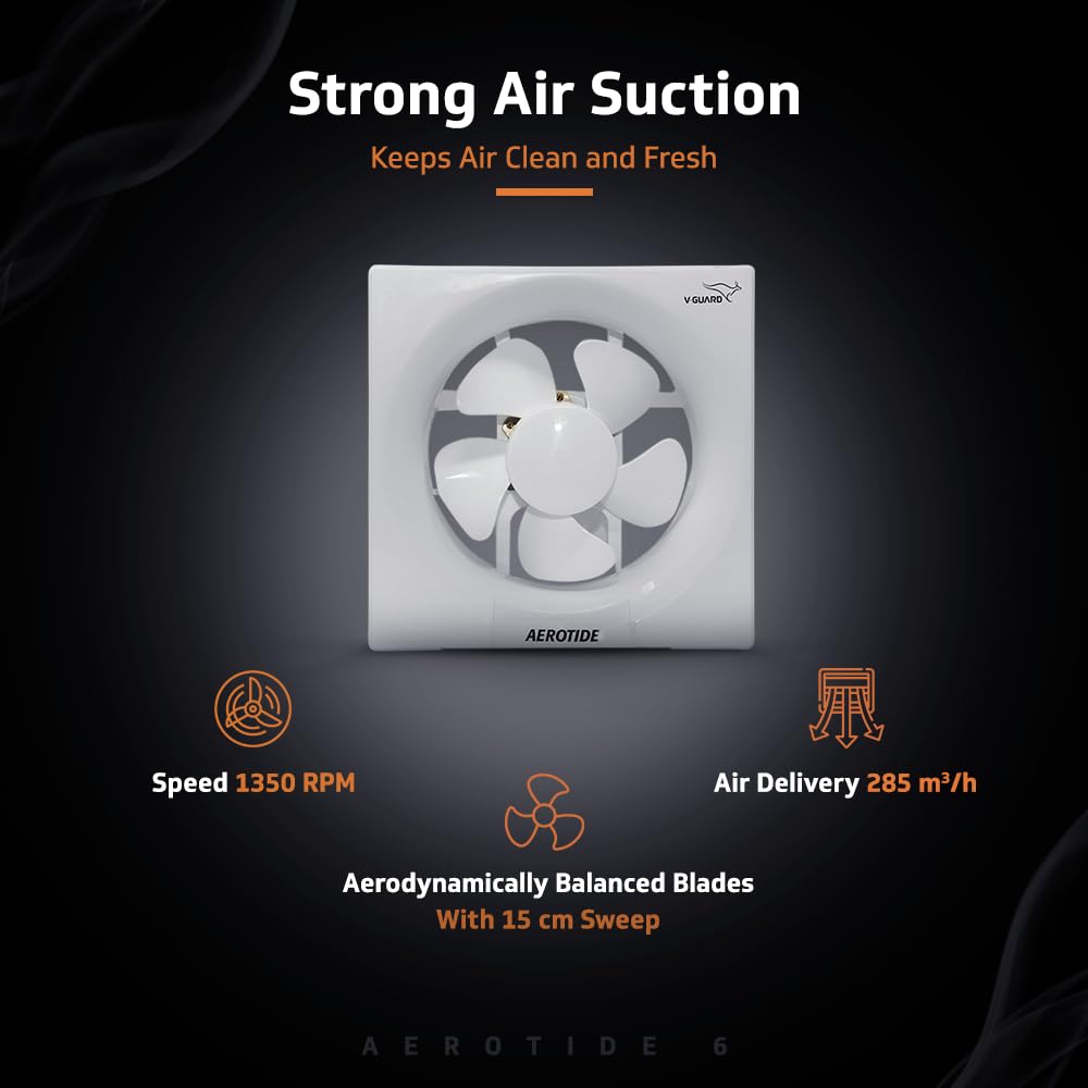 V-Guard Aerotide 6 150 mm Exhaust Fan (White)