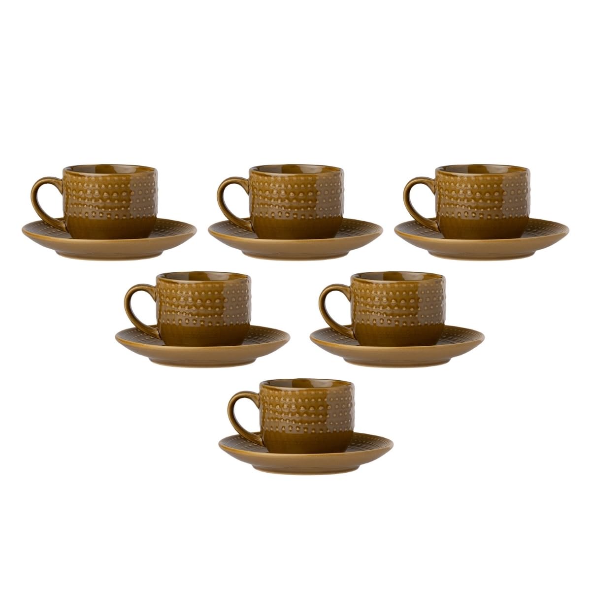 Clay Craft Fine Ceramic Apex Brown Cups & Saucer, Set of 12, Cups for Tea & Coffee, Gift Set, Elegant Design for Home and Kitchen and Can Be Gifted to Your Loved Ones On Any Occassions
