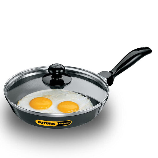 Hawkins Futura 20 cm Frying Pan, Non Stick Small Fry Pan with Glass Lid, Black (NF20G)