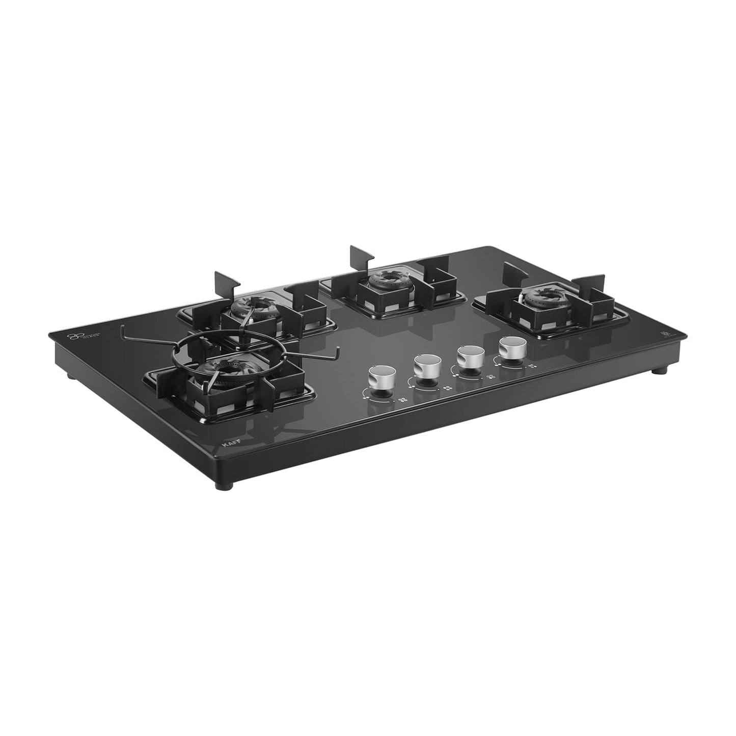 KAFF CTS 84 4B AI Gas Stove/Cooktop 4 Burners with Auto Electric Ignition 84 CM, Black Coated Brass Burners, Slim Line Design, Enamelled Pan Support with Integrated Flame Protector (Black)
