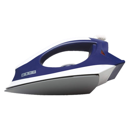USHA 3702 1000 Watts Dry Iron with Shock Proof Plastic Body | Single Coat Grey Non Stick Soleplate for Longer Durability |Overheat Safety Shutoff | 360° Swivel Cord | 2 Years Warranty | Blue & White