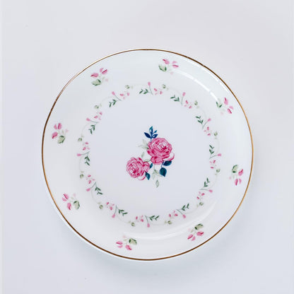 Magique by The Wishing Chair x ClayCraft : Portrait of a Rose Ceramic Plates Set of 4 | 6 Inches | Snack Plates | Elegant Lightweight Small Ceramic Plates for Appetizers & Desserts | Dishwasher Safe