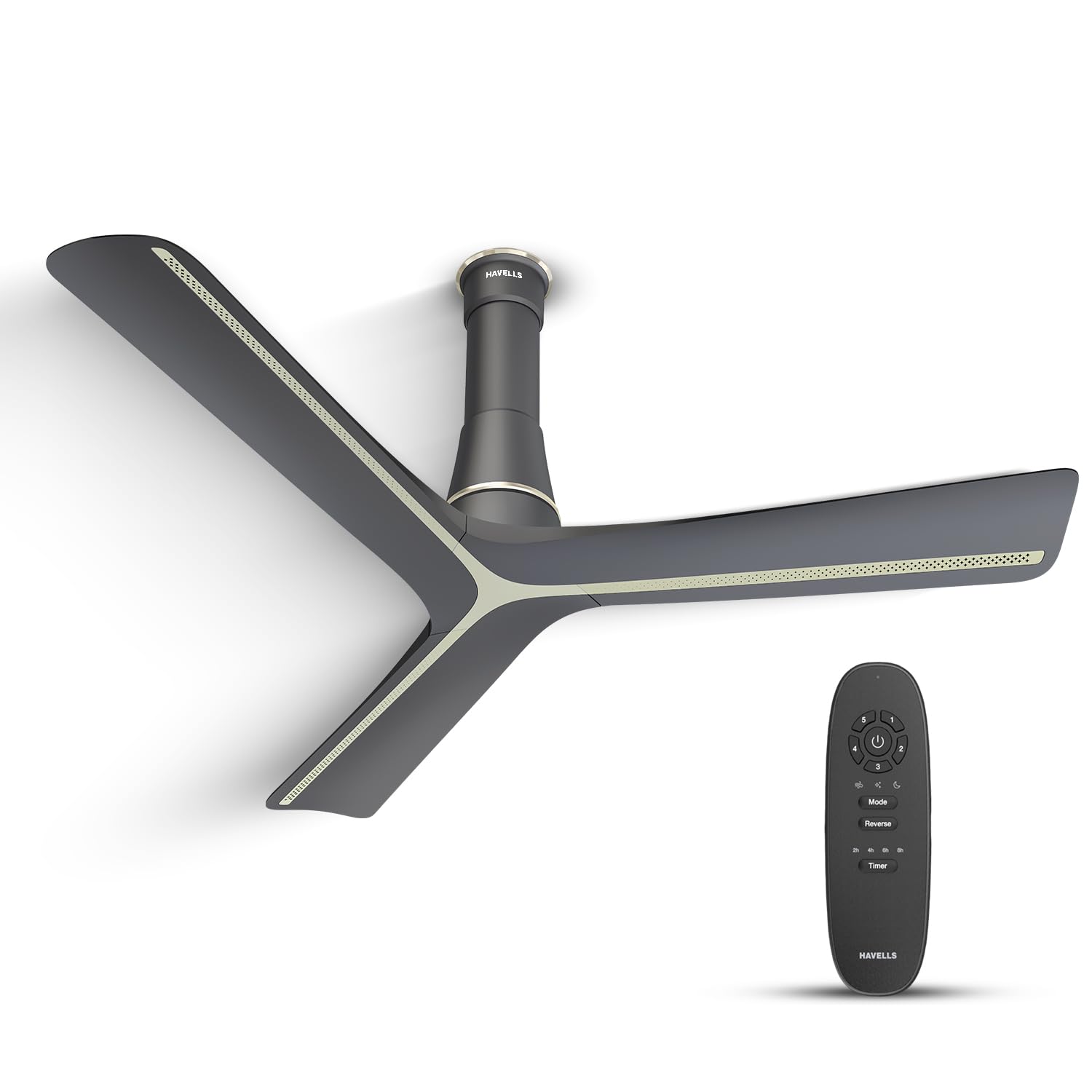 Havells Stealth Air BLDC 1200mm Ceiling Fan| Upto 55% Energy Saving| Silent & Premium| 5 stars Rating| 100% Copper Motor| RF Remote, Memory Backup, Timer| (Metallic Black, Pack Of 1)