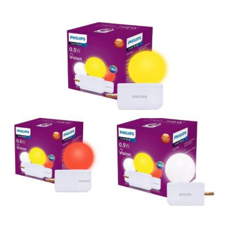 Philips Joy Vision Coral Rush 0.5-Watt LED Bulb,Pack of 3 (Box of 1 White