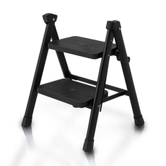HOUZA Steel Ladder for Home 3 Steps Foldable with Anti-Skid Wide Steps (30cm x 20cm) | 3 Step Ladder for Home Use with D-Shape Rods | Secure Lock | 150 Kg Capacity Folding Ladder | 5 Year Warranty