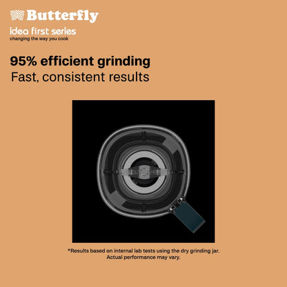 Butterfly Xeno 750W Mixer Grinder | 3 Eastman Tritan Jars (Baby Safe-FDA Approved) | Vortex Blade+Square Jars-Efficient Grinding | Secure Jar Lock | Torx21 Motor | 5 Yr Warranty