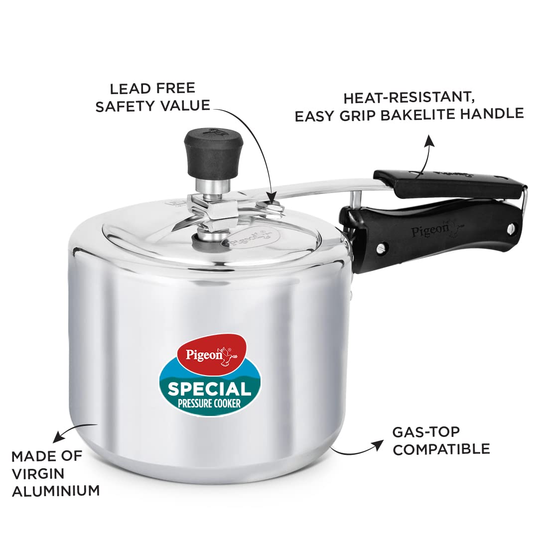 Pigeon by Stovekraft Aluminium Inner Lid Pressure Cooker (Silver) BIS Certified