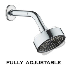 HOUZA Round Shower Head for Bathroom | 4 Inch Single Flow Overhead Shower without Arm | Adjustable Bathroom Shower with Even Water Flow & Rust Resistant | Anti-Clog Silicone Nozzles for Wall Mounting