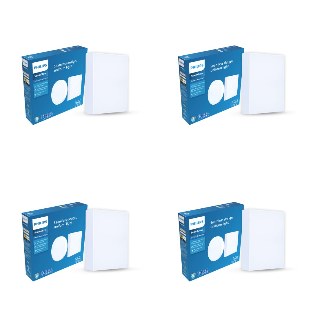 Philips 18W SeamGlow Square LED Surface Downlight (Pack of 4)