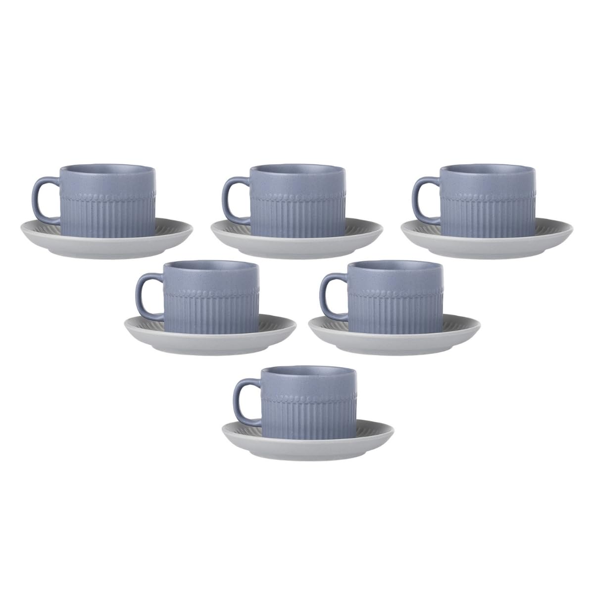 Clay Craft Fine Ceramic Crimson Blue Cups & Saucer, Set of 12, Cups for Tea & Coffee, Gift Set, Elegant Design for Home and Kitchen and Can Be Gifted to Your Loved Ones On Any Occassions