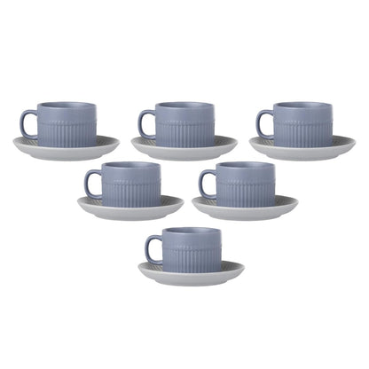 Clay Craft Fine Ceramic Crimson Blue Cups & Saucer, Set of 12, Cups for Tea & Coffee, Gift Set, Elegant Design for Home and Kitchen and Can Be Gifted to Your Loved Ones On Any Occassions
